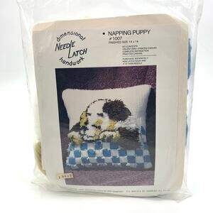 VTG 1978 Dimensional Handwork Needle Latch “Napping” Puppy 1007 Unopened Kit USA